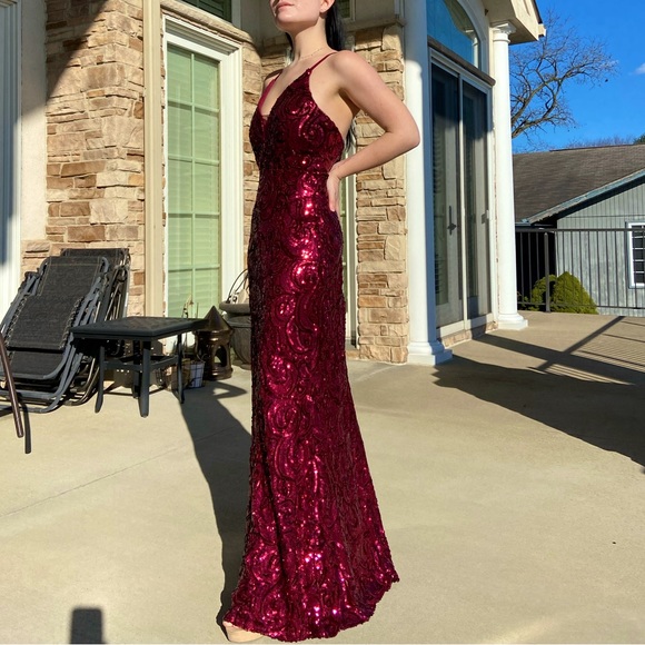 ruched waist formal dress Long Ruched V-Neck Dress with Jeweled Waistband by Elizabeth K GL2560 main image 0